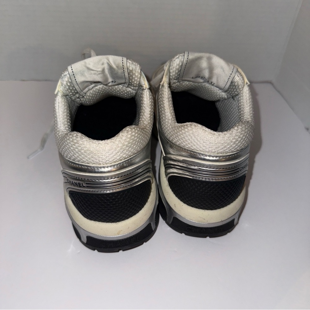 Chanel Women's Sneakers 37 in White and Silver with original box.(Pre-Loved) - Picture 4 of 9